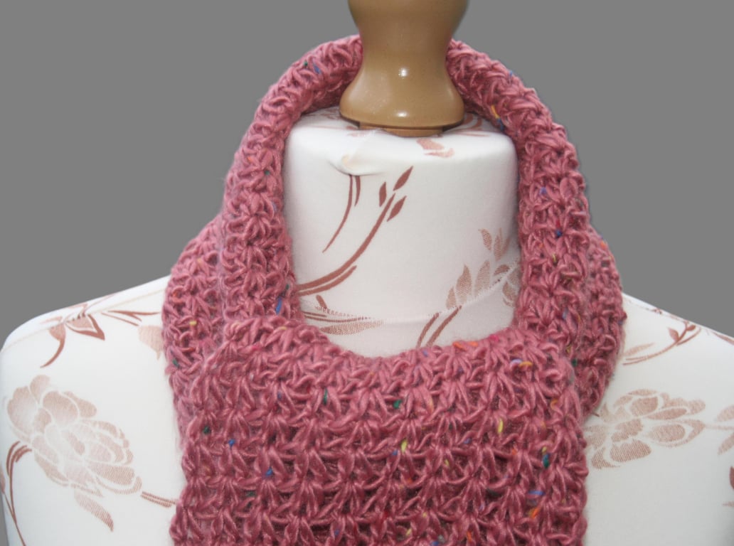 Rich Pretty Pink Crochet Scarf