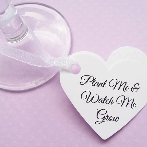 25 Personalised Heart Seed Tags - Custom Tags - Wedding, Favours, Table Decor