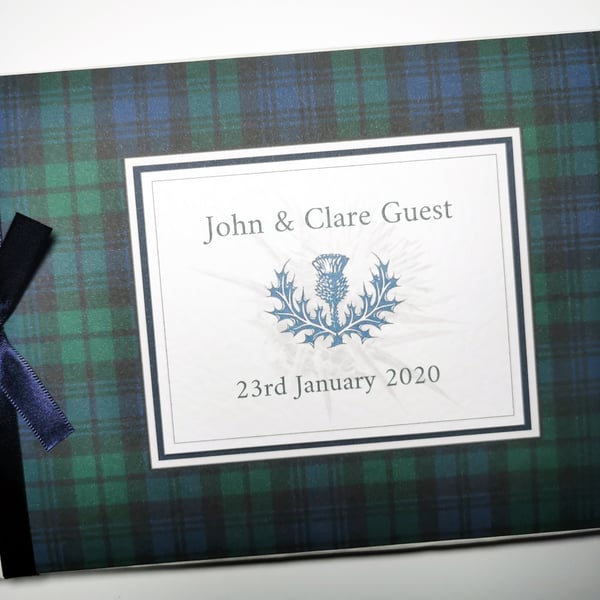 Scottish Black Watch tartan wedding guest book, scottish birthday book, gift