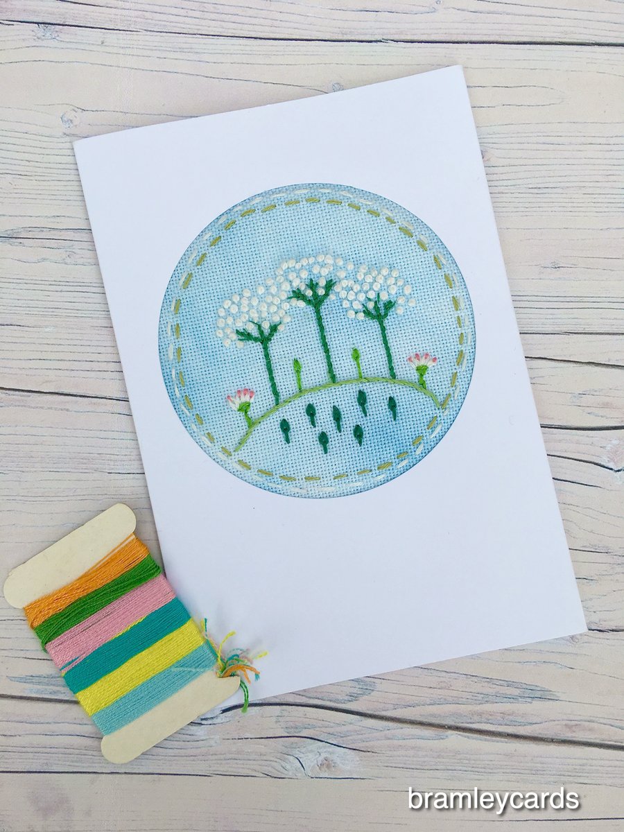 Embroidered Cow Parsley Mound For Birthday. Get Well. Thank You