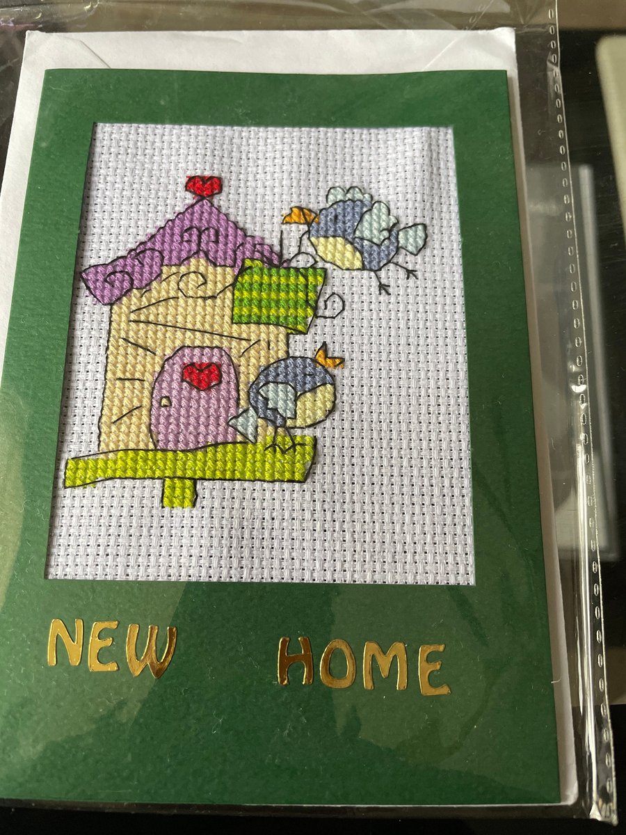 New home handmade cross stitched card