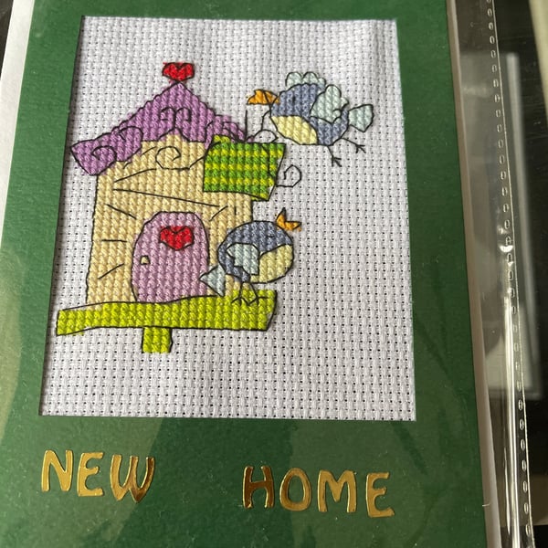 New home handmade cross stitched card