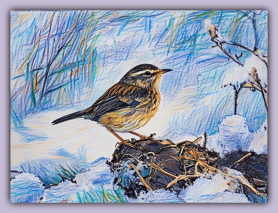 Wren in Winter Greeting Card A5