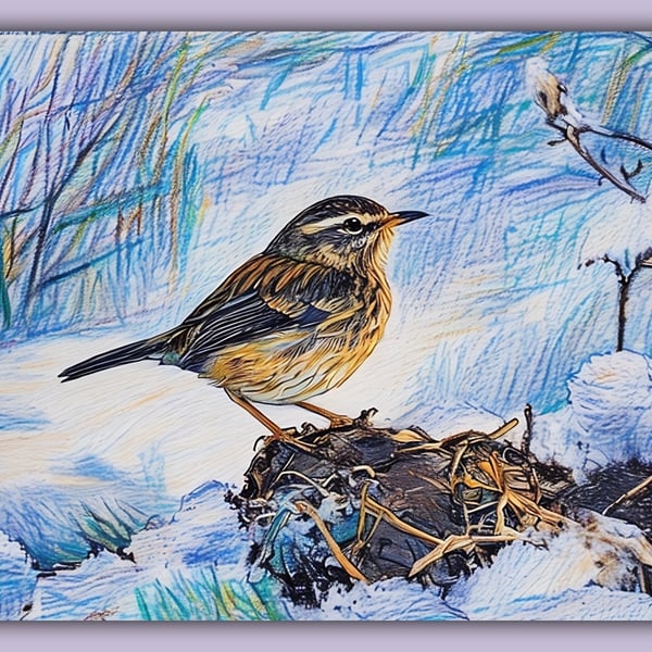 Wren in Winter Greeting Card A5