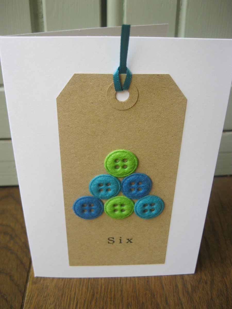 Button Birthday Cards, Number 6