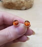 Amber stud earrings. Women's studs Yellow Post earrings 8mm - Image 1
