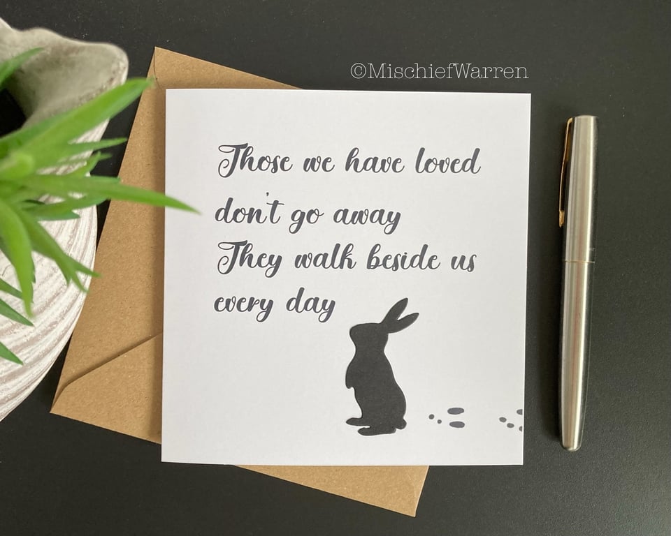 Pet Sympathy Card for rabbit owner. Rabbit Loss condolence card.