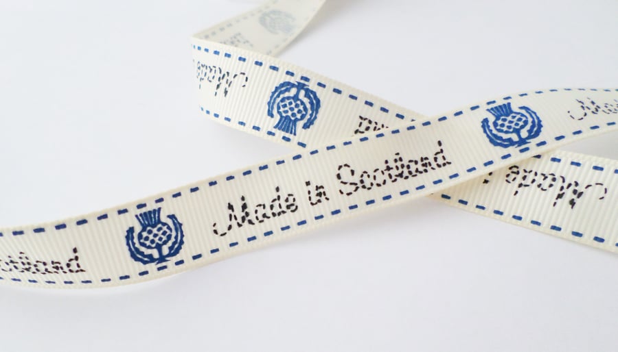 Made in Scotland ribbon 16mm wide craft gift wrap ribbon