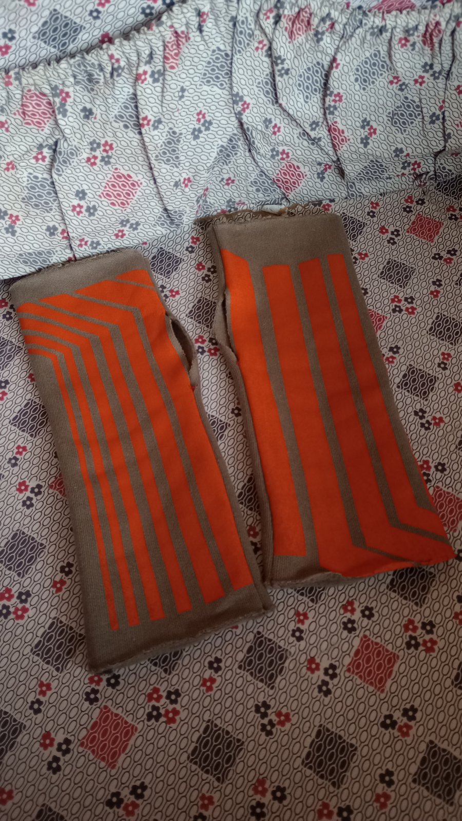 Orange Neon Print Jersey Wrist Warmers