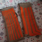 Orange Neon Print Jersey Wrist Warmers