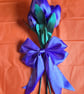 Beautiful Trio of Large Purple Ribbon Tulips - Purple Bow. Faux Flowers - Image 2