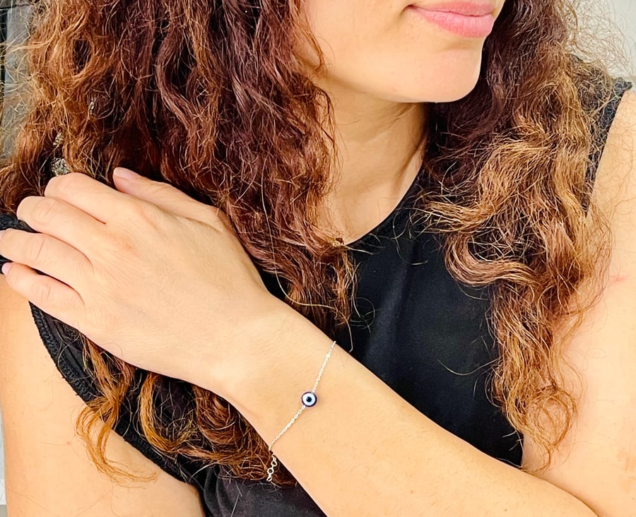 925 Sterling Silver Evil Eye Bracelet 