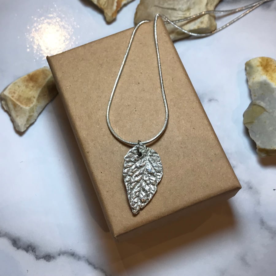 Recycled Silver Leaf Pendant Handmade