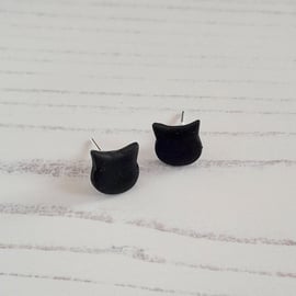 Halloween Mini black cat faces stud earrings