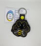 Embroidered Honey comb Bee Keyring Brown - Image 1
