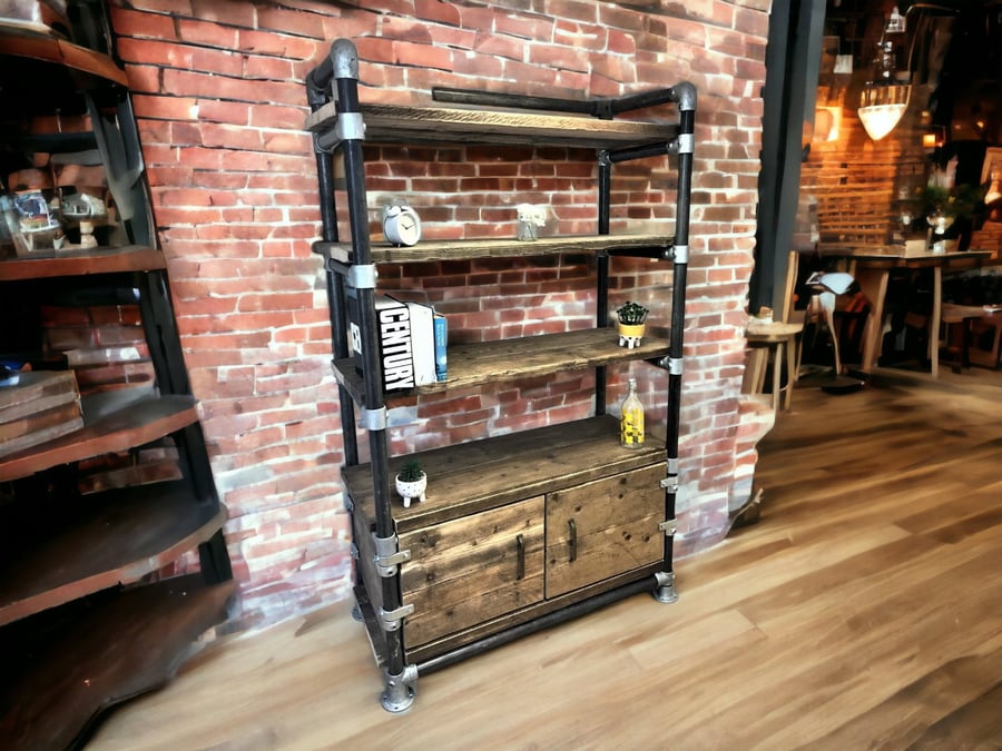 Shelving unit, Cupboard - Office Storage Unit - Using Reclaimed Wooden Scaffold 