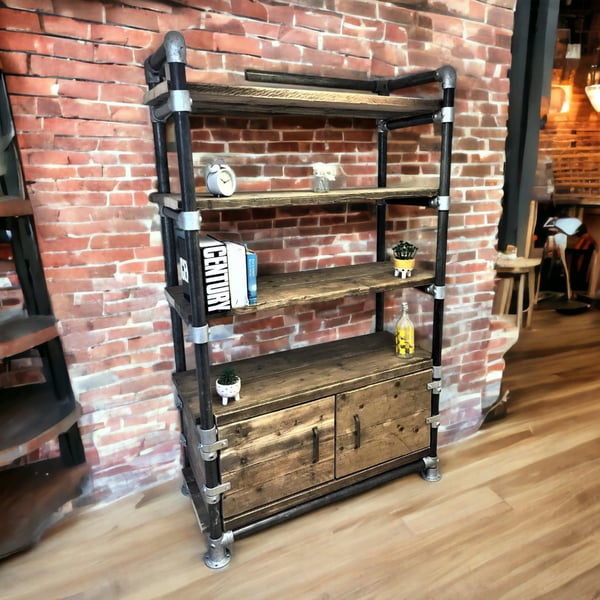 Shelving unit, Cupboard - Office Storage Unit - Using Reclaimed Wooden Scaffold 
