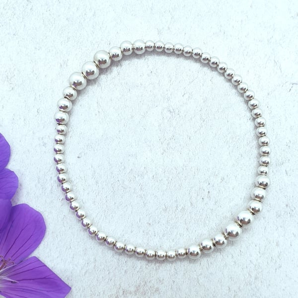 Silver Bead Stacking Bracelet