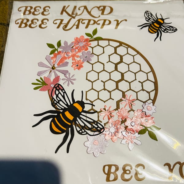 Bee happy card that is blank inside , bee kind bee happy bee you