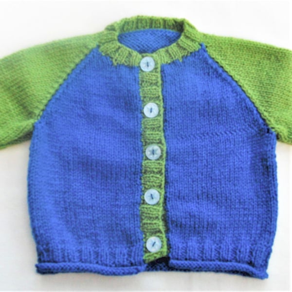 Baby's Hand Knitted Two Tone Cardigan, Knitted Cardigan, Gift Ideas for Children