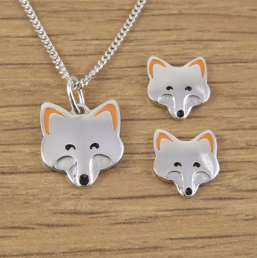 Sterling Silver Orange Fox Studs - Resin Sterling Silver Orange Fox Studs - Resin
