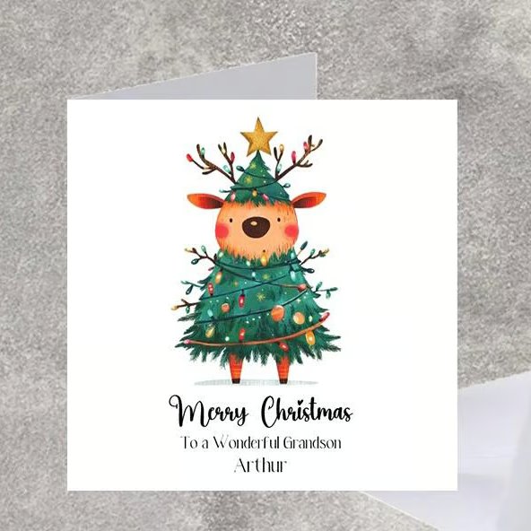 Deer Christmas Card Merry Christmas Daughter Son Granddaughter Grandson Niece