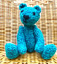 Handmade 8" Turquoise Teal Teddy Bear knitted in 100% Wool - Image 3