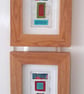 Pretty Patterned Teal Turquoise Green Red Handstitched Geometric Small Artworks - Image 7