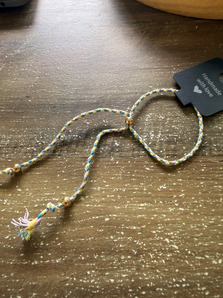 Handmade Pastel Braided Bracelet with Gold Beads