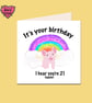 Twenty One again birthday card with a flying pig - Image 3