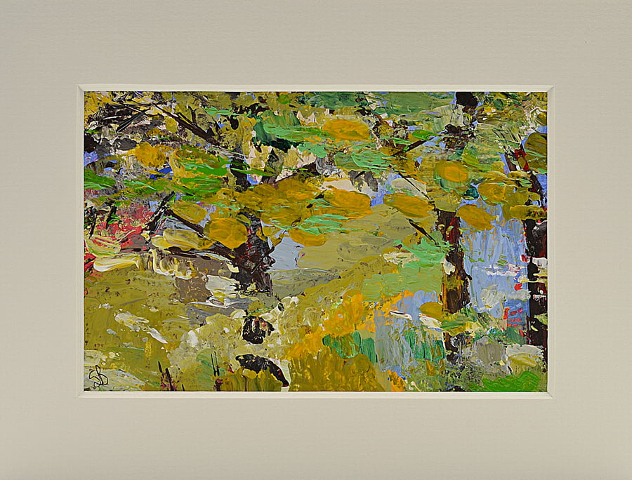 Original Abstract Painting of a Woodland (8x6 inches)