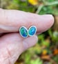 Opal and silver oval stud earrings - Image 2