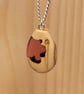 Olive wood and pale red resin pendant - free UK postage - Image 3