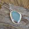 Sea glass and silver bezel set pendant 