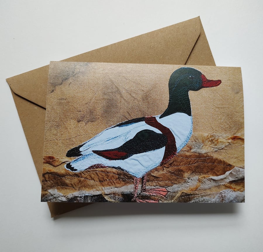 Shelduck Embroidered Portrait Greetings Card