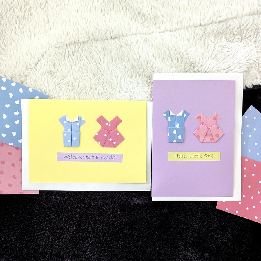 Handmade Origami Baby Card - Welcome to the World , Hello Little One