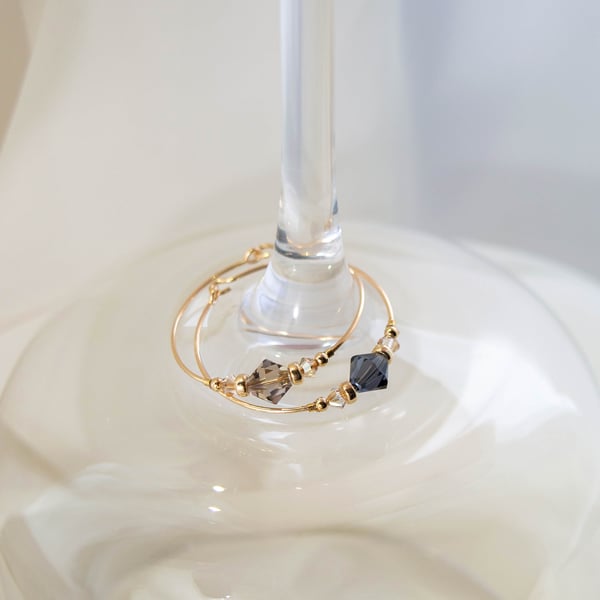 GRAPHITE & GREIGE- Wine Glass Stem Jewellery