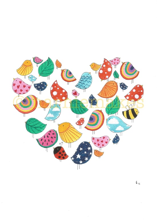 Watch The Birdie - A5 Giclee Print