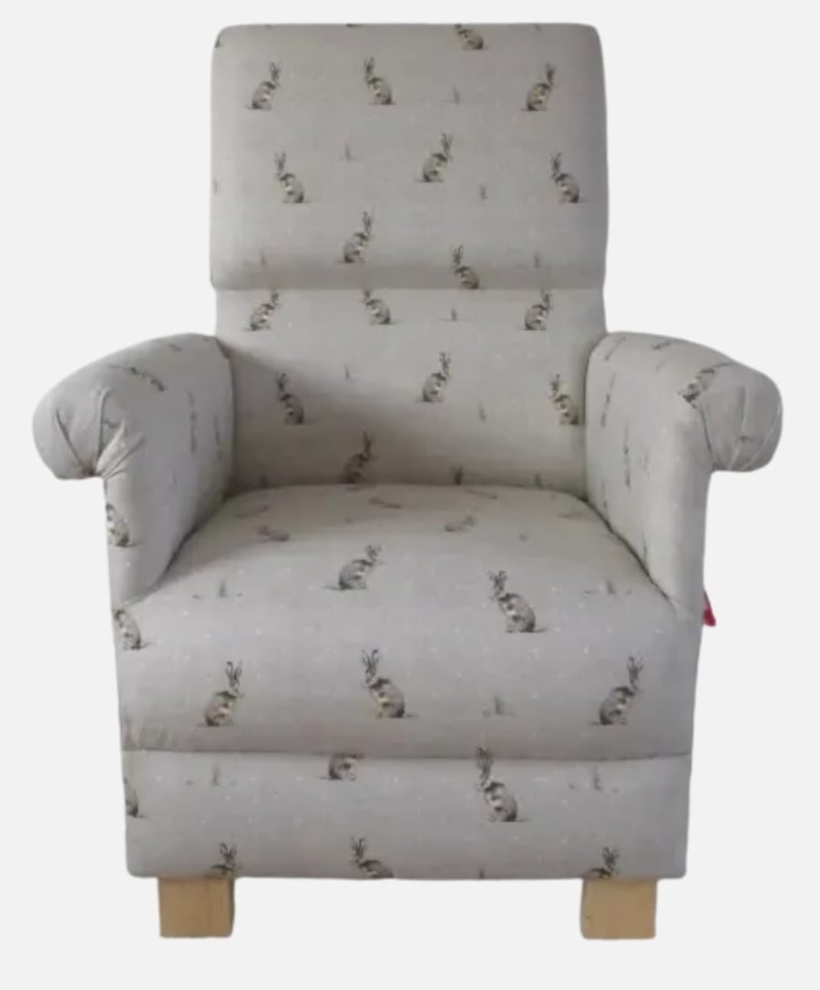 Accent Armchair Fryetts Hartley Hare Fabric Adult Chair Animals Beige Small New