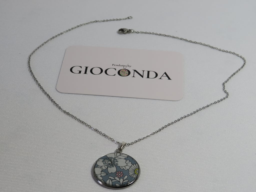 Hand Crafted Pretty Pendant - Made Using Liberty Print Fabric 