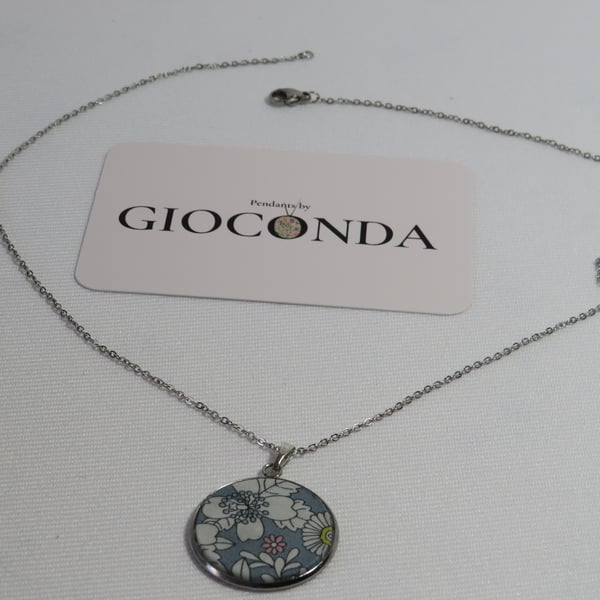 Hand Crafted Pretty Pendant - Made Using Liberty Print Fabric 