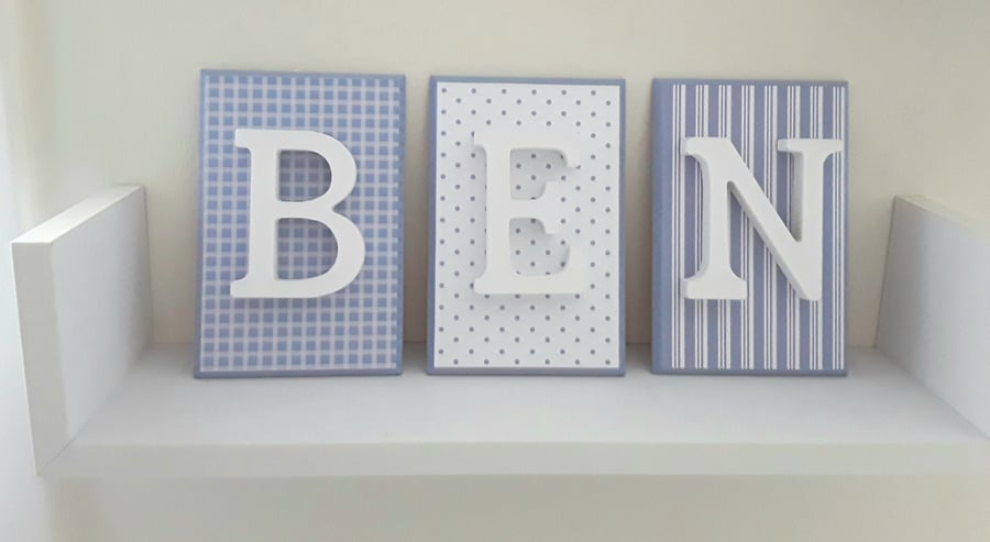 Boys Nursery Decor, Boys Nursery Wall Decor, Initial Wall Plaque, Wood Name Plaq