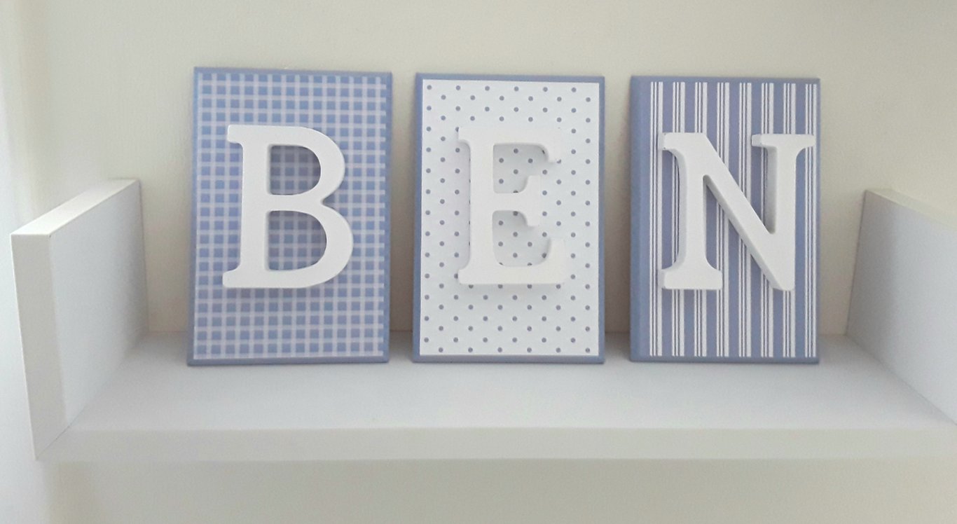 Boys Nursery Decor, Boys Nursery Wall Decor, Initial Wall Plaque, Wood Name Plaq