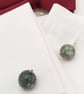 Green Jade Beaded Men's Cufflinks, Men's Beaded Cufflinks - Image 7