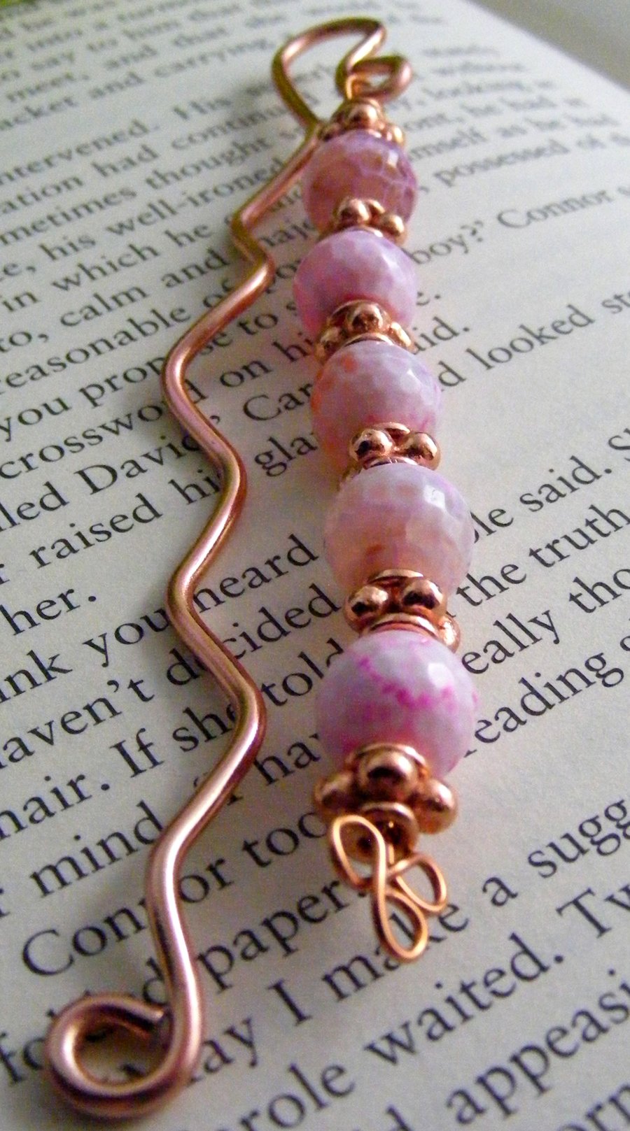 Pink Agate and Rose Gold Bookmark