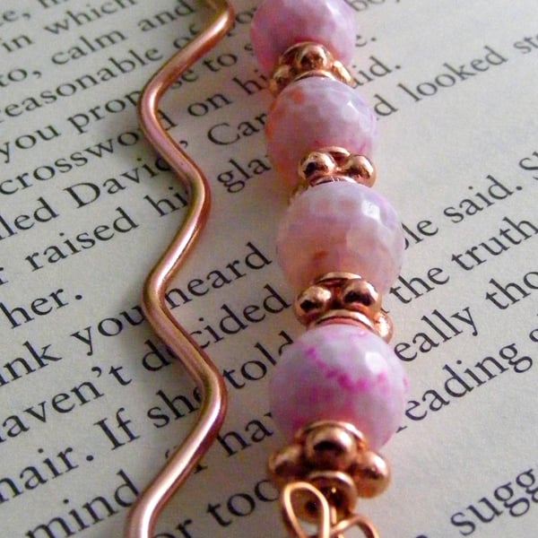 Pink Agate and Rose Gold Bookmark