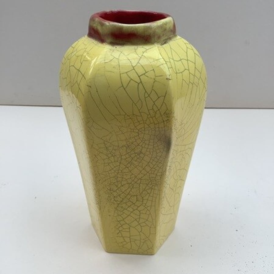 Yellow Raku Ornamental Bud Vase, No.152