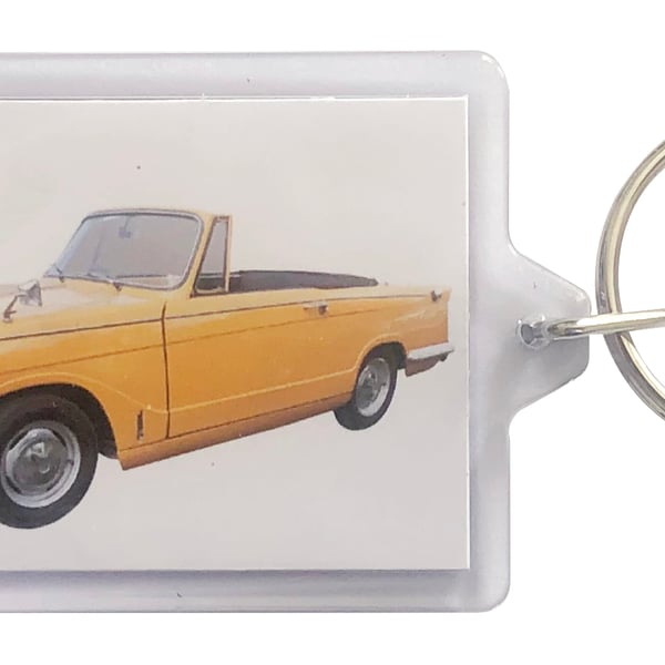 Triumph Herald Convertible 1970- Keyring with 50x35mm Insert - Car Enthusiast