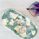 Sage Green & Gold Leaf Resin Trinket Dish