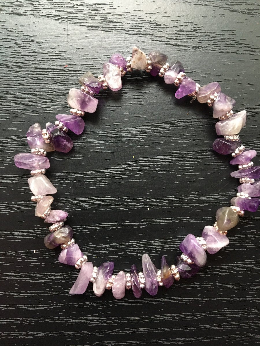 Amethyst crystal chip bracelet